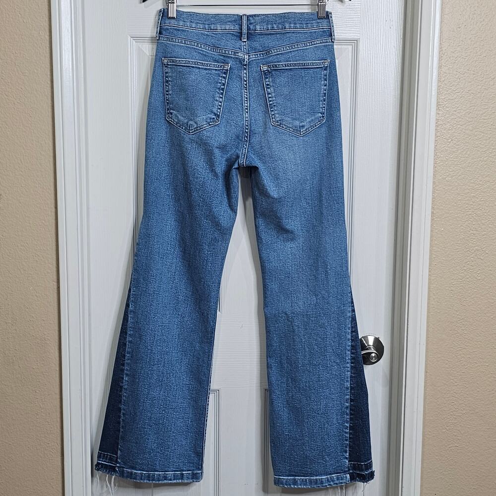 Gap 70s Flare High Rise Jeans Womens 28 Short Blue Colorblock Panel Denim - Picture 2 of 8